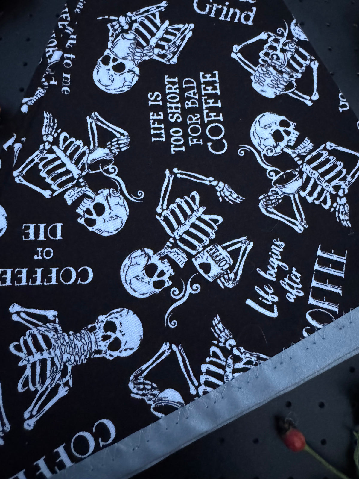 Coffee loving skeletons L Reflective Bandana