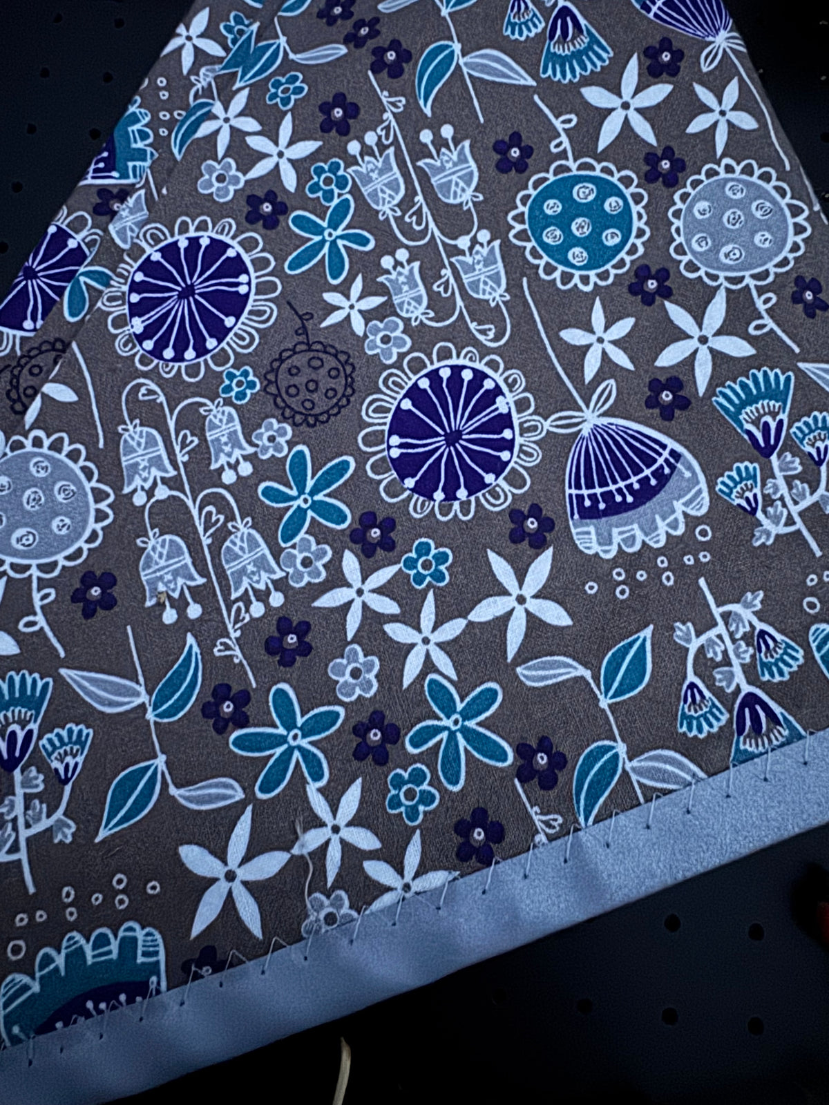 Brown and purple whimsical floral L Reflective Bandana
