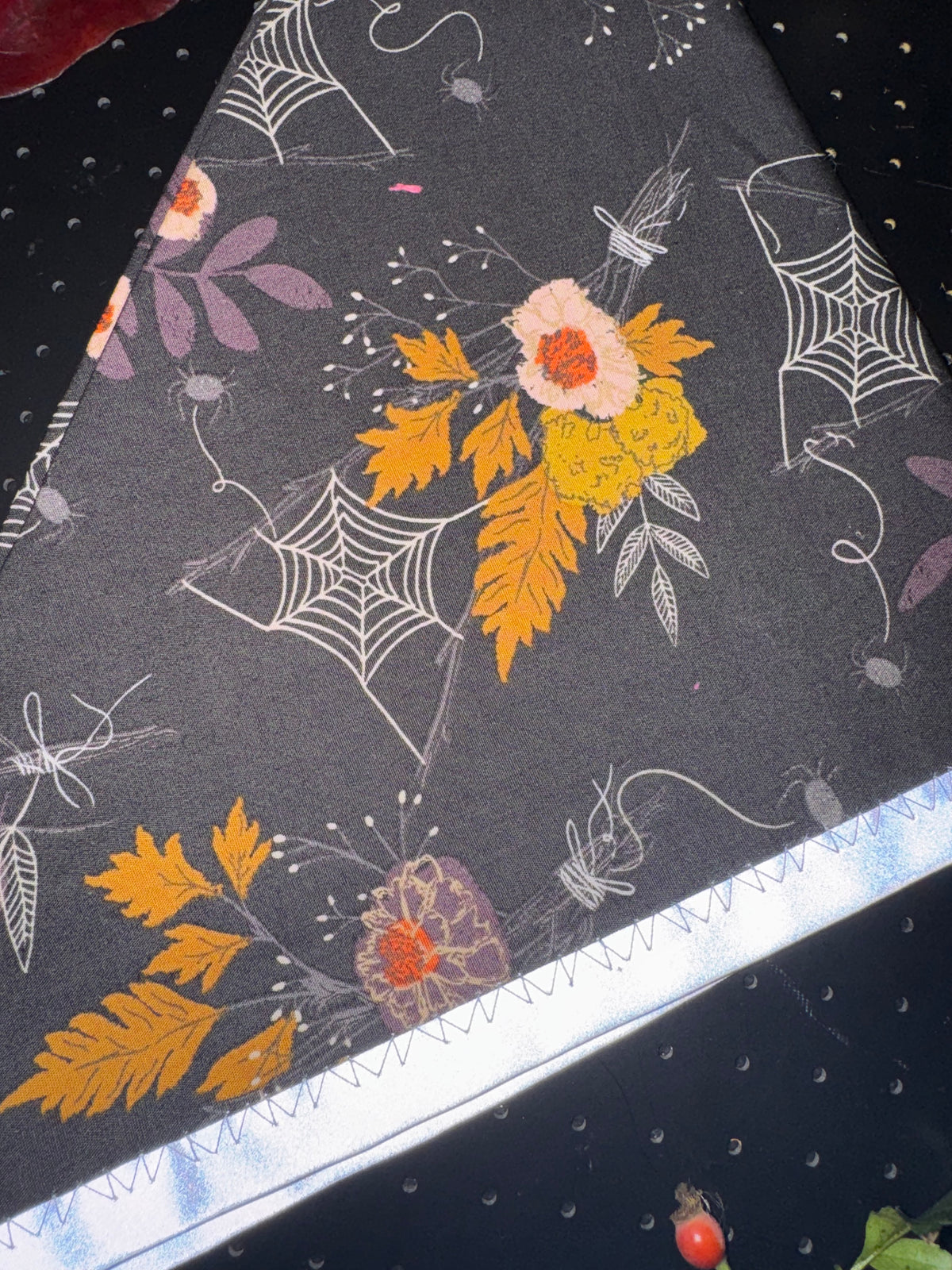 Floral and spider web L Reflective Bandana