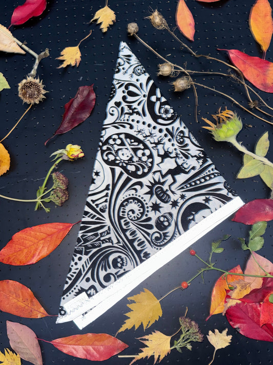 Black and white Halloweeny L Reflective Bandana