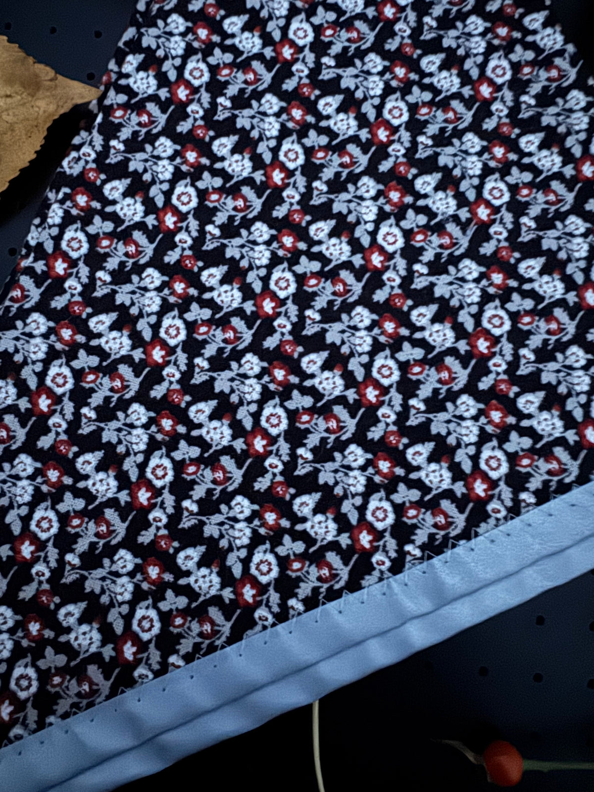 Black, white and red floral L Reflective Bandana