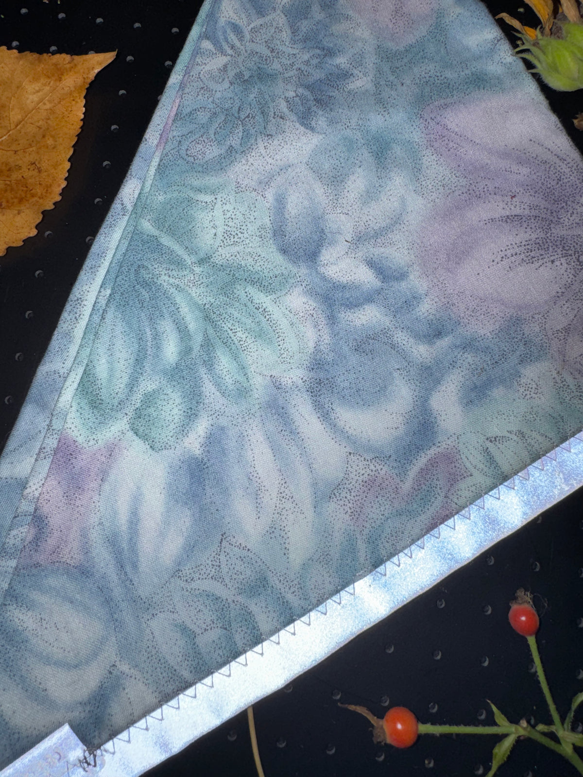 Soft purple and faded blue teal L Reflective Bandana
