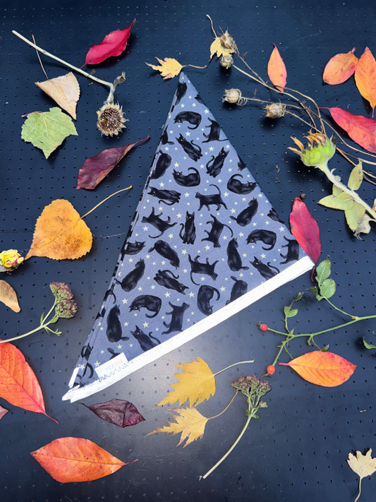 Black cats and stars L Reflective Bandana