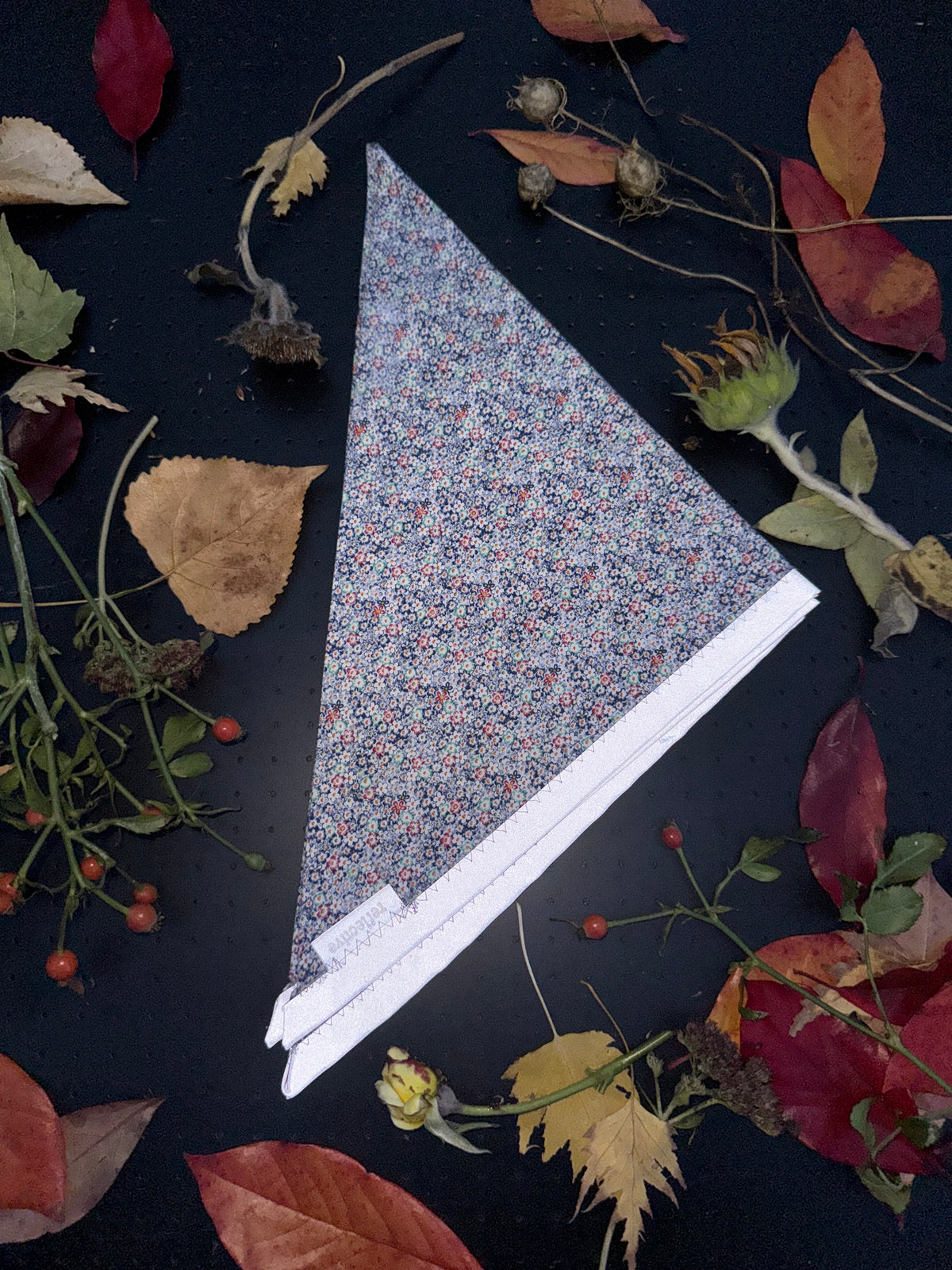 Mini multicolor floral grey L Reflective Bandana