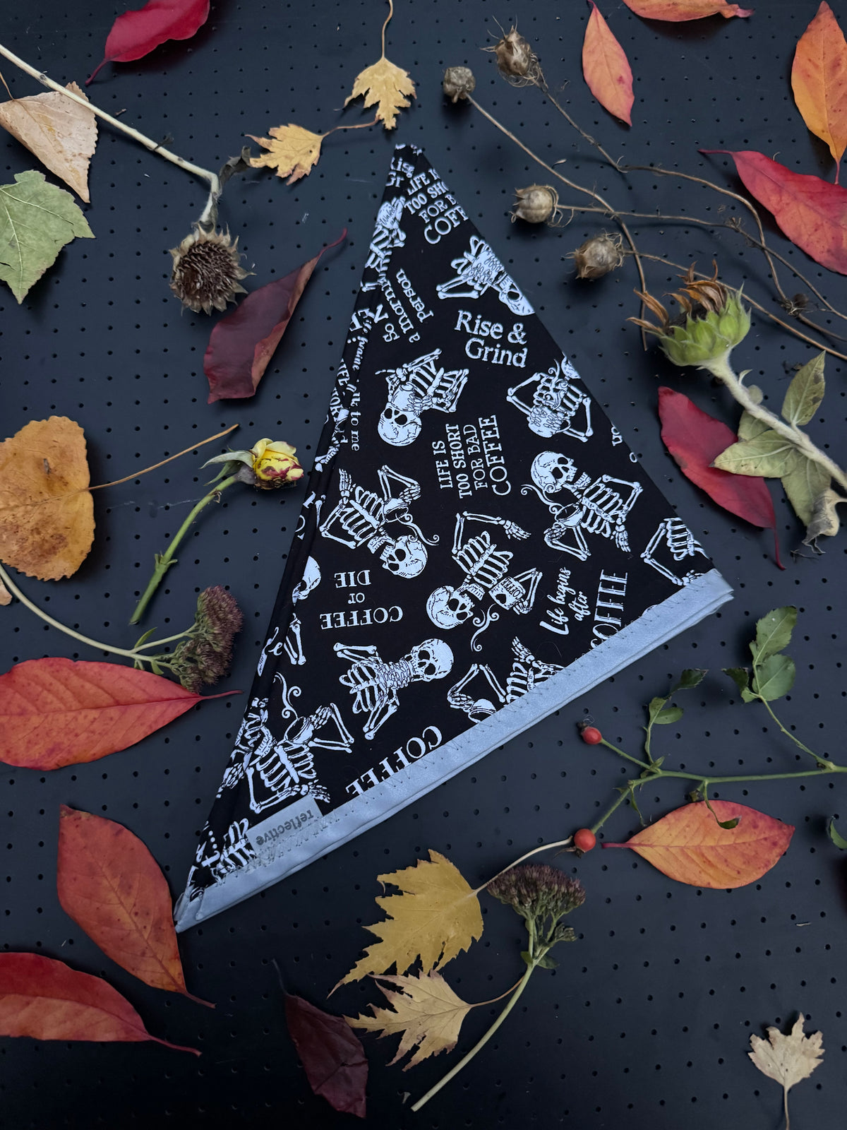 Coffee loving skeletons L Reflective Bandana